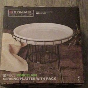 Denmark 2 Piece Porcelain Serving Platter With Rack.